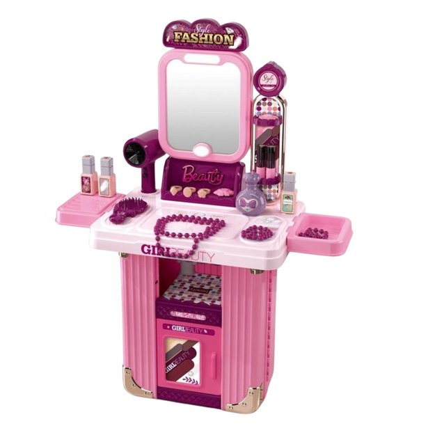 Dressing Table Makeup Set in a Suitcase Accessories 2 in 1 Pink 1