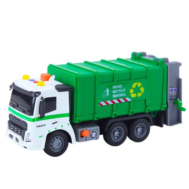Garbage Truck Garbage Can Lights Sounds Green 1:16 2