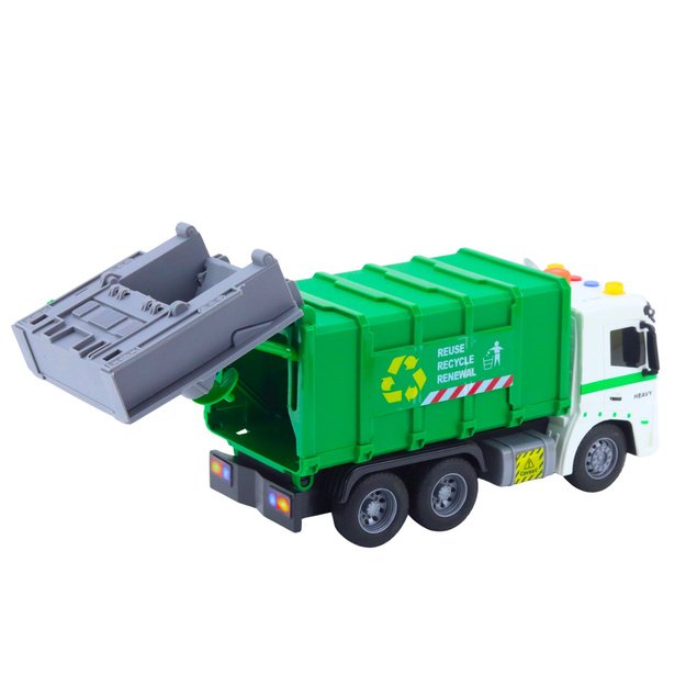 Garbage Truck Garbage Can Lights Sounds Green 1:16 1