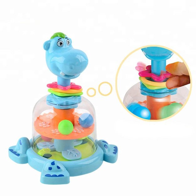Hippopotamus Spinning Top With Balls For Babies Blue 2
