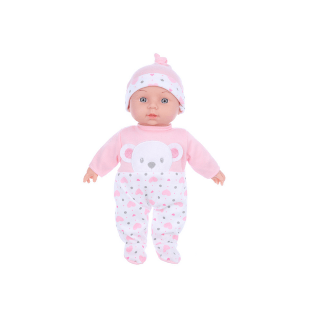 Baby Doll Pink Pajamas with Teddy Bear Hat Sounds