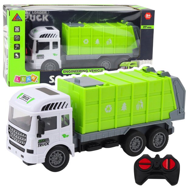 Nuotoliniu būdu valdomas RC šiukšlių vežimo sunkvežimis Light Green 1:24