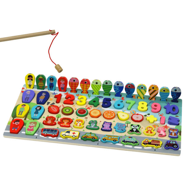 Educational Panel Wooden Sorter Board Colorful Science Puzzle 59 pieces.