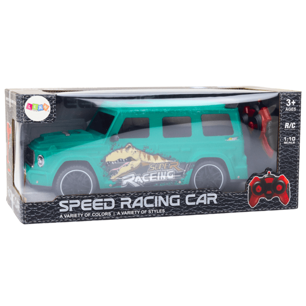 Nuotoliniu būdu valdomas RC automobilis su dinozauru, 1:10 mastelio, žalias 4