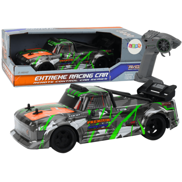 RC nuotolinio valdymo automobilis 1:16 Guminiai drifto ratai Pilka-žalia