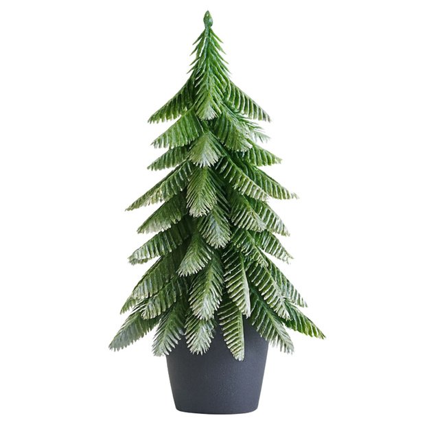 Artificial Decorative Christmas Tree in a Pot, Silver Finish, 32 x 12 cm 1
