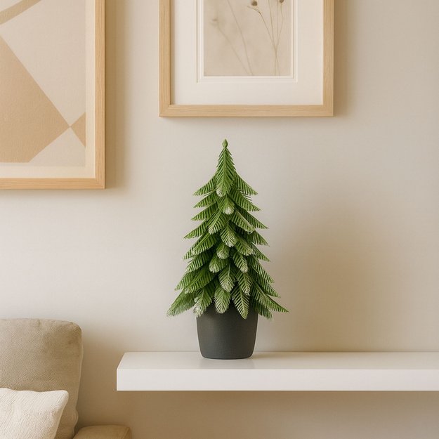 Artificial Decorative Christmas Tree in a Pot, Silver Finish, 32 x 12 cm 4