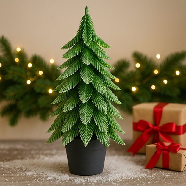 Artificial Decorative Christmas Tree in a Pot, Silver Finish, 32 x 12 cm 3