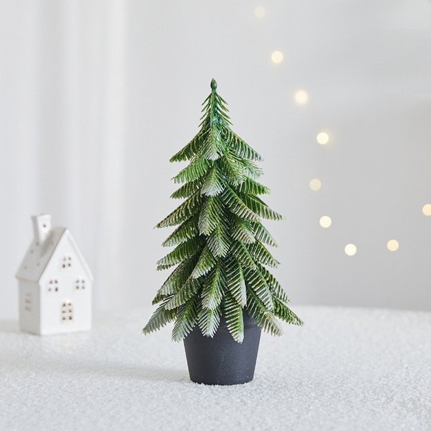 Artificial Decorative Christmas Tree in a Pot, Silver Finish, 32 x 12 cm 2