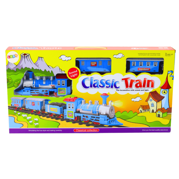 Train Set 3 Battery-Powered Cars Tracks Light and Sound Effects