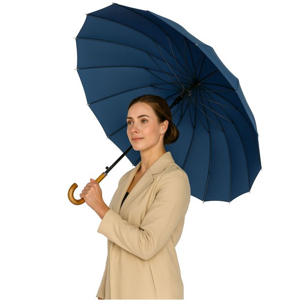Large Automatic Umbrella with Shoulder Cover 24-Rib Navy Blue 115 cm 2