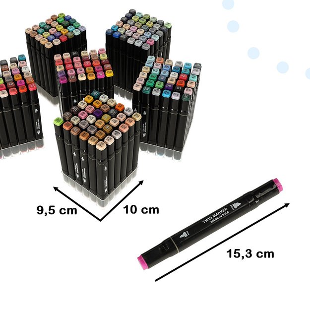 Dvipusiai spalvoti flomasteriai su dėklu 204 vnt. 1