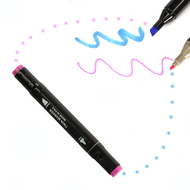 Dvipusiai spalvoti flomasteriai su dėklu 204 vnt. 3