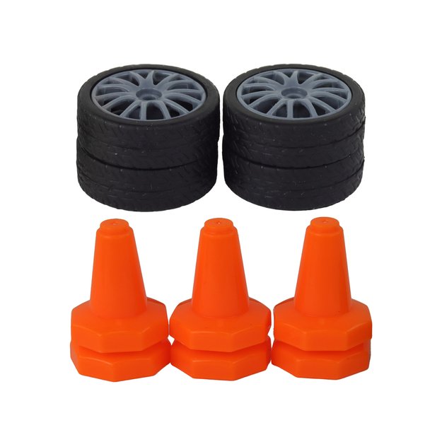 Remote Controlled Sports Car R/C 1:24 Yellow Interchangeable Wheels