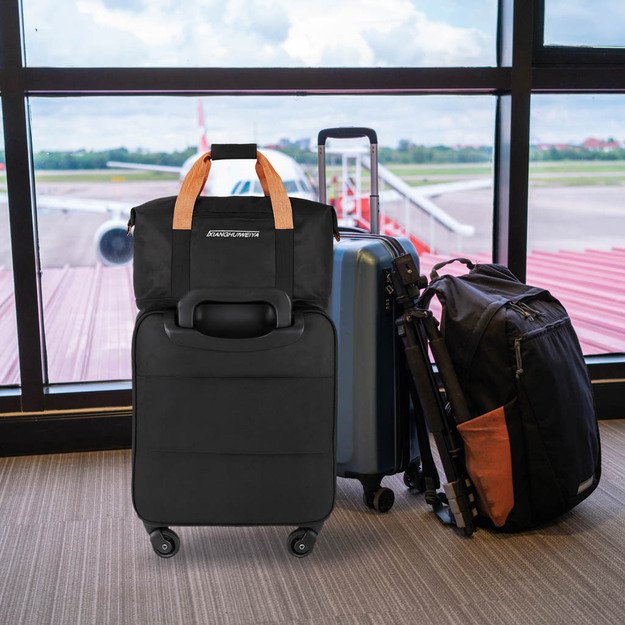 Sportinis kelioninis krep&scaron;ys rankinis bagažas lėktuvui turistinis juodas 7