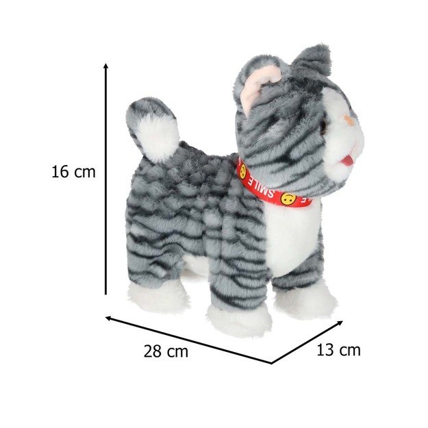Interaktyvi katė ant pavadėlio miauksi vaik&scaron;to vizgina uodegą vizgina pilką 10