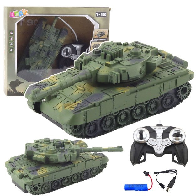 T90 Military Tank Remote Controlled RC Lights Sounds Green 1:18