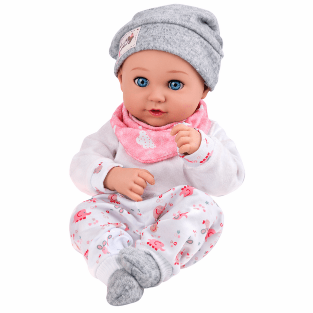 Baby Doll with Feeding Accessories, Bib, Hat, 28 cm 1