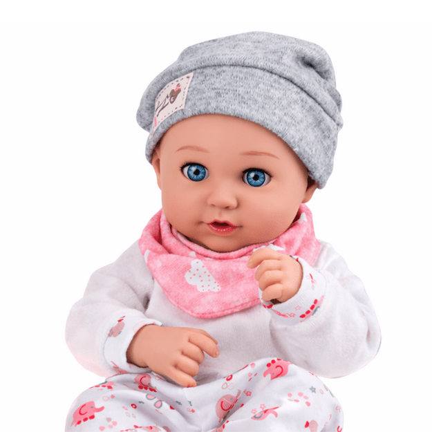 Baby Doll with Feeding Accessories, Bib, Hat, 28 cm 3