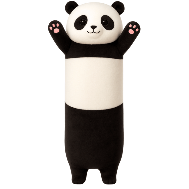Plush Panda Mascot Pillow Oblong Roller Black and White 70cm