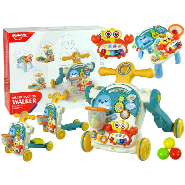 4in1 Pushchair Learning Table Scooter Bike For Baby Blue