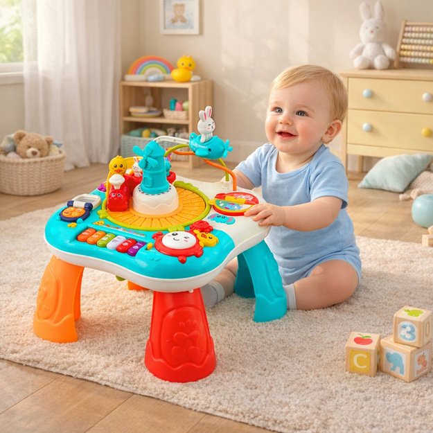 Educational Table Interactive Music Panel Piano 2 in 1 Turquoise 2