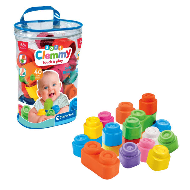 Clemmy spalvingas minkštų kaladėlių rinkinys, 40 vnt., Clementoni, 17878