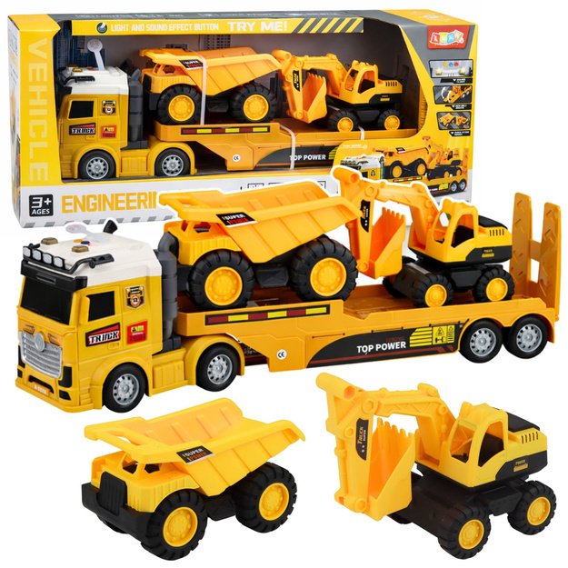 Construction Vehicles Set Truck Tow Truck Excavator Dump Truck Lights Sound