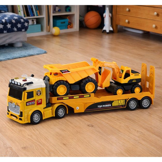 Construction Vehicles Set Truck Tow Truck Excavator Dump Truck Lights Sound 2