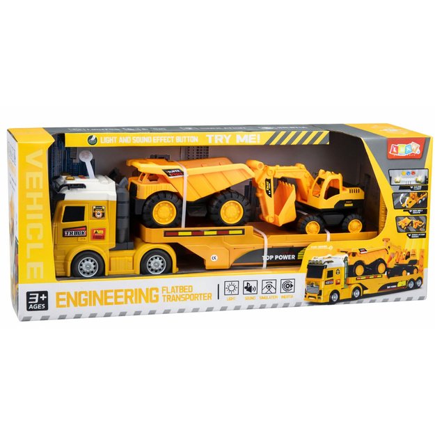 Construction Vehicles Set Truck Tow Truck Excavator Dump Truck Lights Sound 5