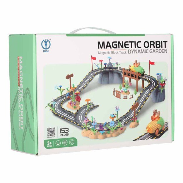 Magnetinis automobilių lenktynių takas 1 &scaron;viečianti transporto priemonė 153 elementai 18
