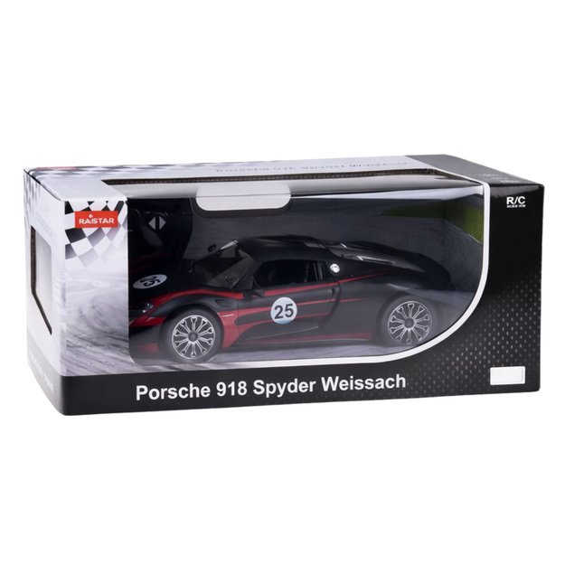 Porsche 918 Spyder Performance Remote Controlled RC Car Black Rastar 1:14