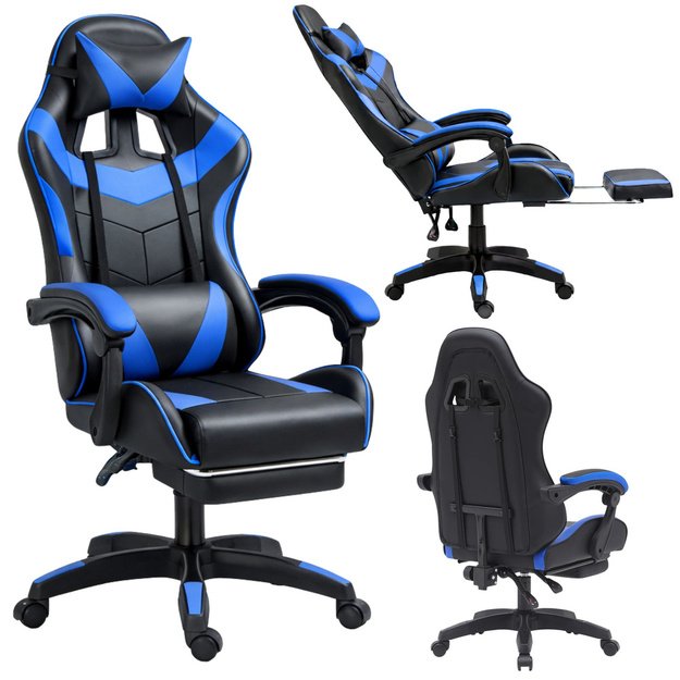 „LEAN“ žaidimų kėdė, juoda ir mėlyna