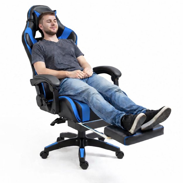 „LEAN“ žaidimų kėdė, juoda ir mėlyna
