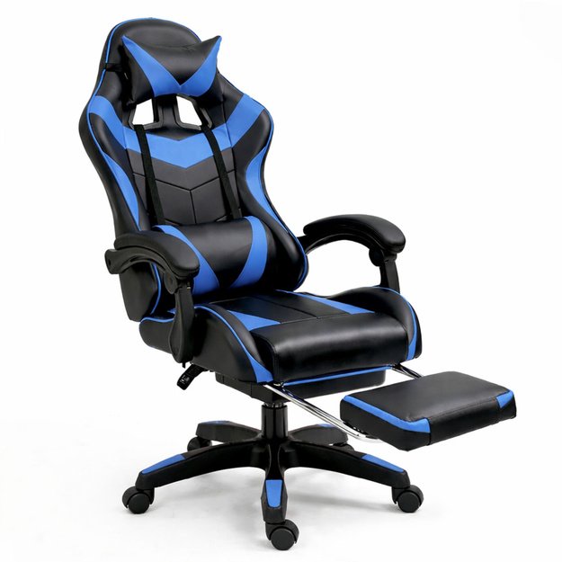 „LEAN“ žaidimų kėdė, juoda ir mėlyna
