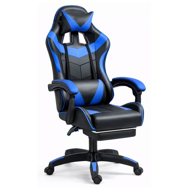 „LEAN“ žaidimų kėdė, juoda ir mėlyna