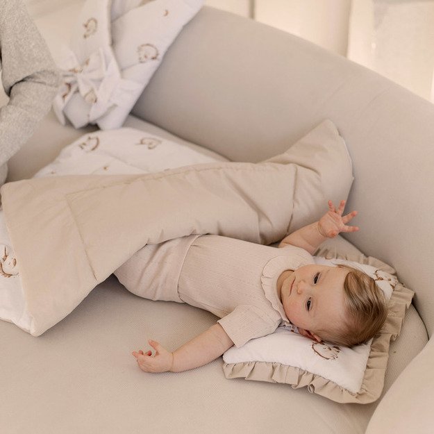 CRIB SET COTTON UNICORN BEIGE 75X95 25X35