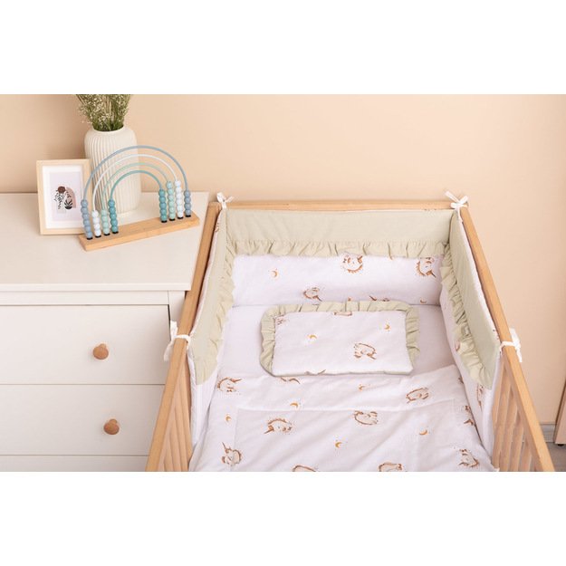 CRIB SET COTTON UNICORN BEIGE 75X95 25X35