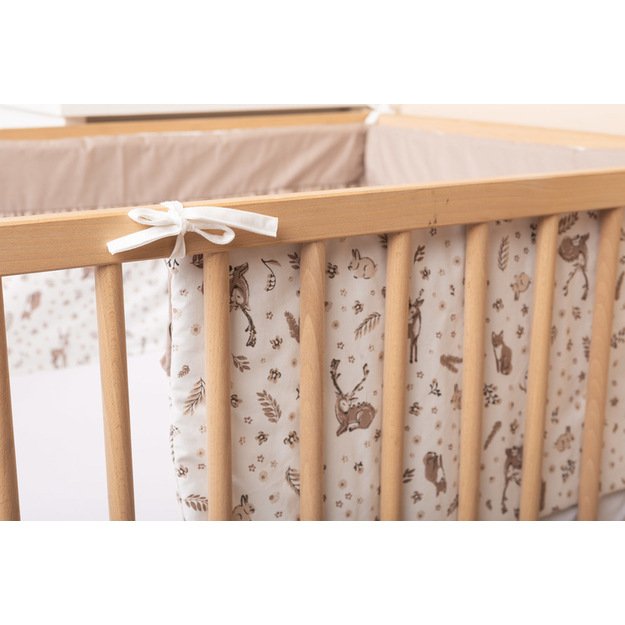 CRIB BUMPER COTTON FOREST BEIGE
