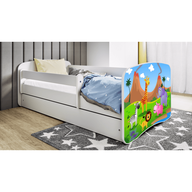 Łóżko Babydreams białe safari z szufladą bez materaca 160/70