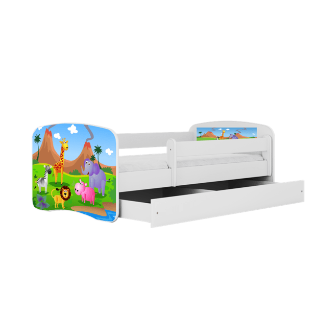 Łóżko Babydreams białe safari z szufladą bez materaca 160/70