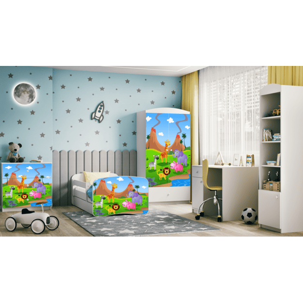 Łóżko Babydreams białe safari z szufladą bez materaca 160/70