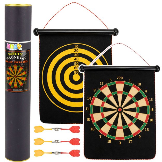 Magnetic Dartboard Double Sided Dart Tube Arcade Game Set