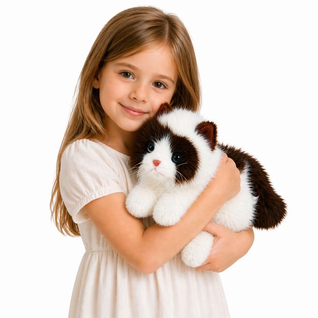 Plush Persian Cat Mascot with Weighted Paws Brown and White 50cm