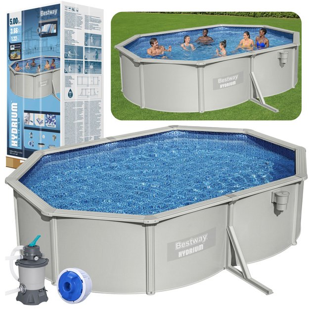 Hydrium Metal Pool 5m x 3.60m x 1.20m Gray Bestway 56586