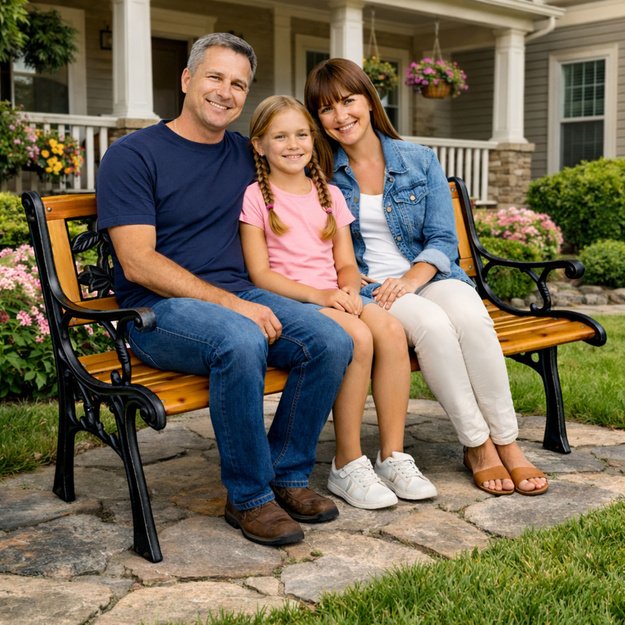 Garden Bench Wooden Metal Park Bench with Backrest