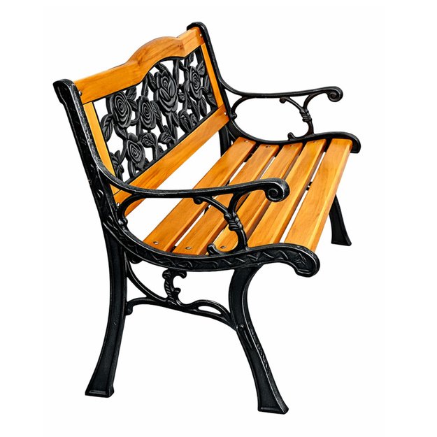 Garden Bench Wooden Metal Park Bench with Backrest