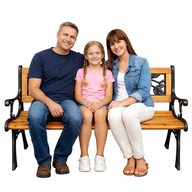 Garden Bench Wooden Metal Park Bench with Backrest