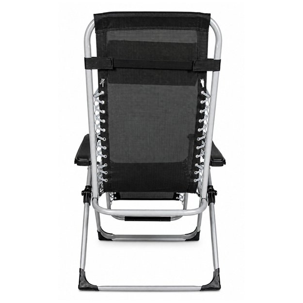 Folding Garden Beach Deckchair with Table and Headrest, Steel, Anthracite