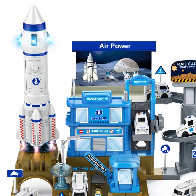Interactive Space Station Parking Rocket Lights Sounds